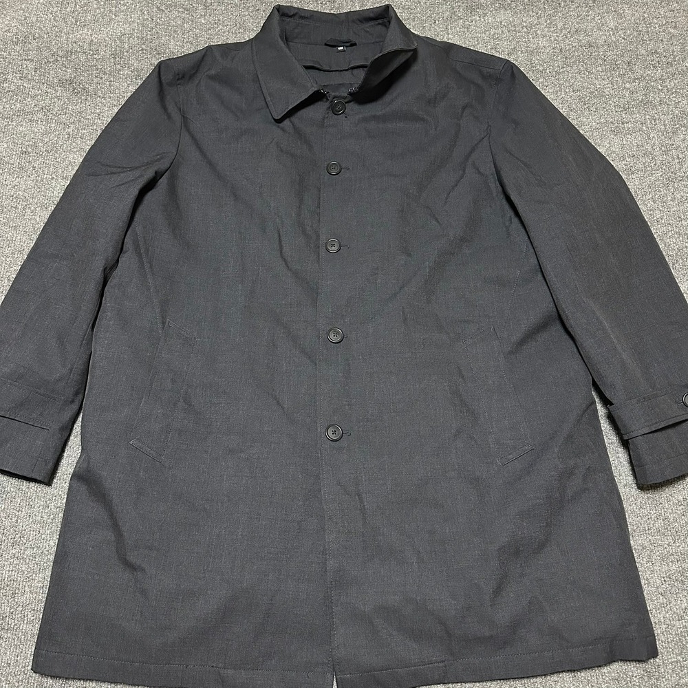 Tommy Hilfiger Mens Black Button Front Trench Coat Jacket 48R J00010